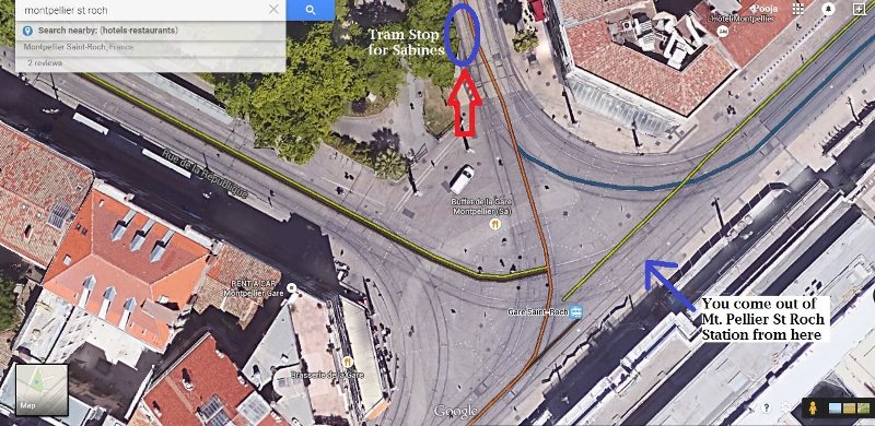 There are four tram stops and this screenshot will help in finding tram stop for sabines ifor people travelling from Paris to barcelona