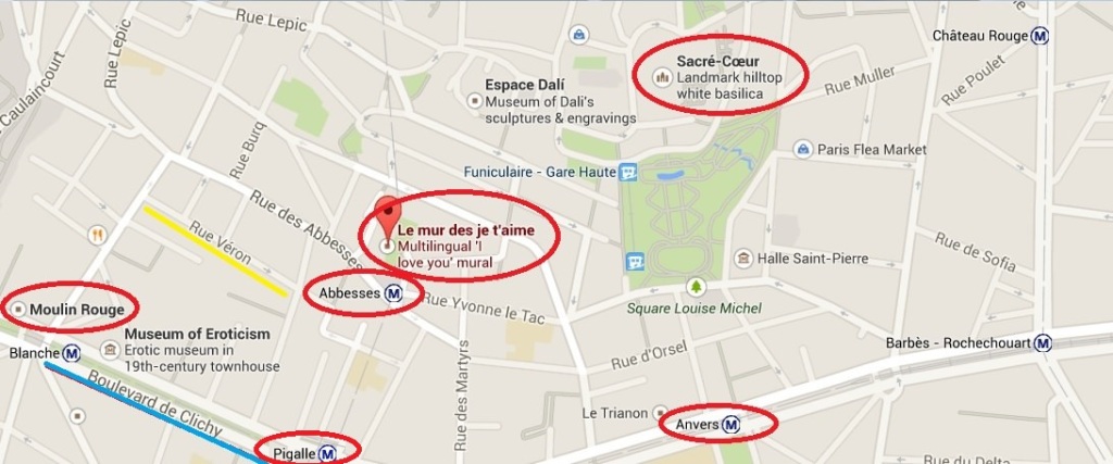 Guide Map to Montmartre Paris